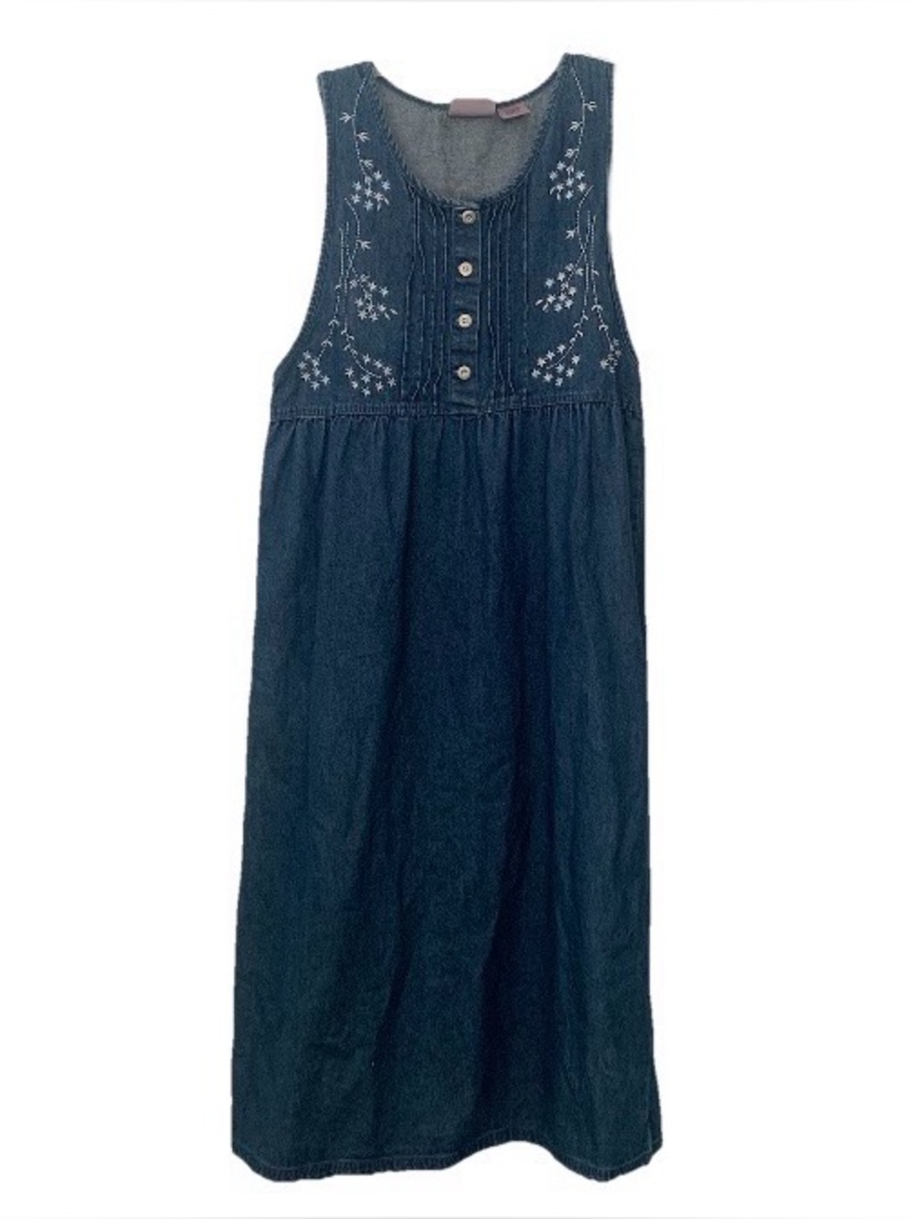 Denim Jumper Vintage Premier International Women’s Sz L Jean Dress Modest Long